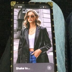 Clio Midnight Black Leather Blazer 90’s y2k